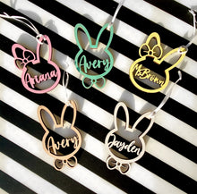 Load image into Gallery viewer, Bunny Name Tag - Hanger for Easter Basket - Customized Names