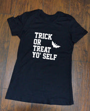 Load image into Gallery viewer, Trick or Treat Yo' Self / Halloween T-shirt / Unisex / Adult Shirt / Dress up / Hip Hop / Urban / Trick or Treat / Monochrome