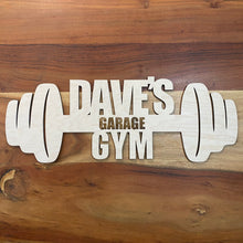 Load image into Gallery viewer, Customizable Garage Gym Sign Barbell