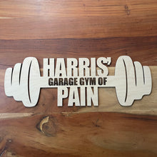 Load image into Gallery viewer, Customizable Garage Gym Sign Barbell