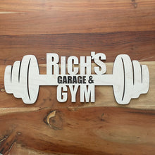 Load image into Gallery viewer, Customizable Garage Gym Sign Barbell