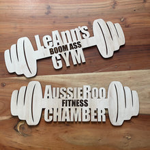 Load image into Gallery viewer, Customizable Garage Gym Sign Barbell