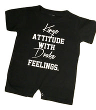 Load image into Gallery viewer, Kanye Attitude with Drake Feelings Romper

