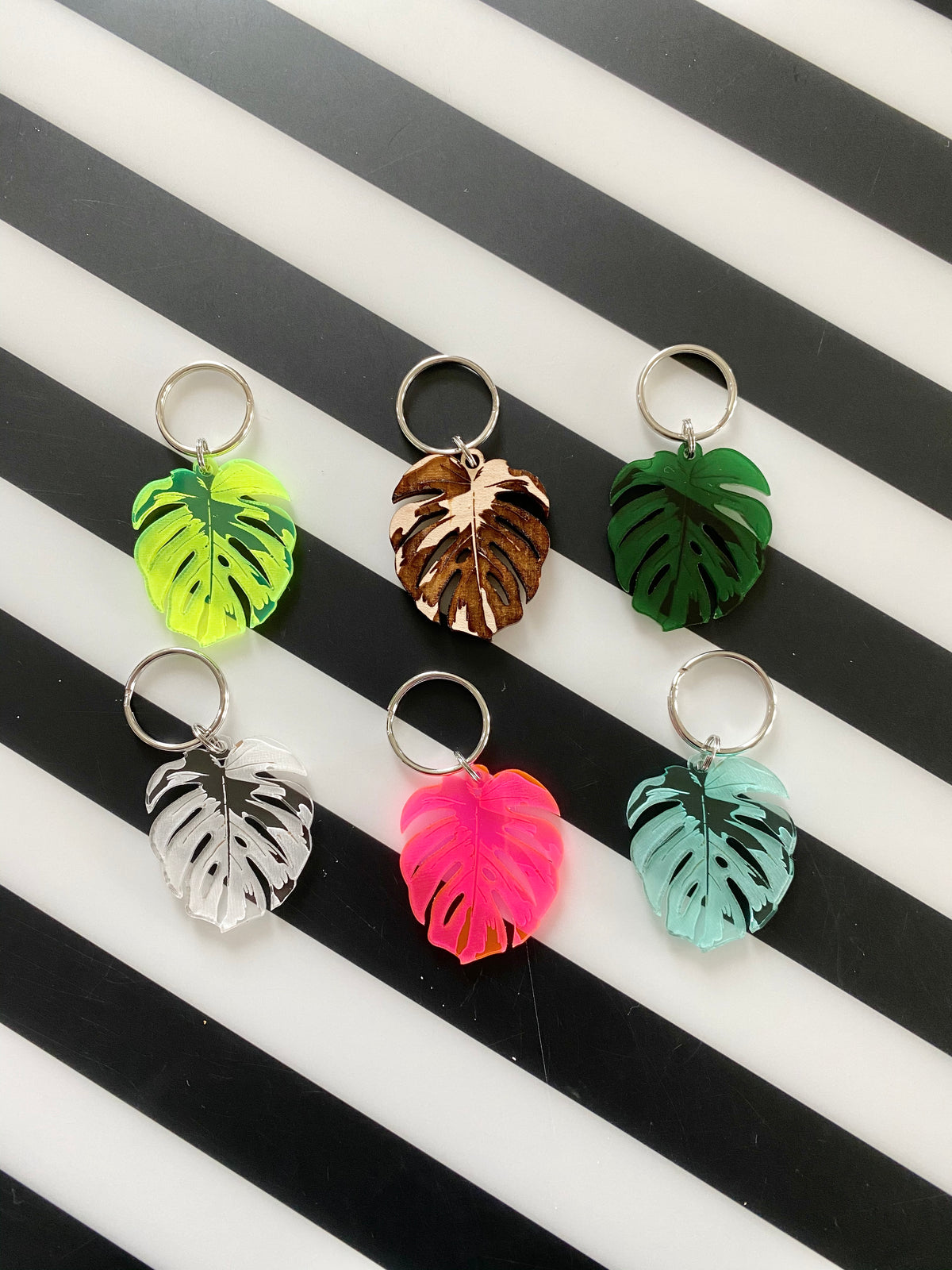 Original Variegated Monstera Keychain - laser-cut acrylic keychain, hand-finished by Soul Kid Dsgn, view 2