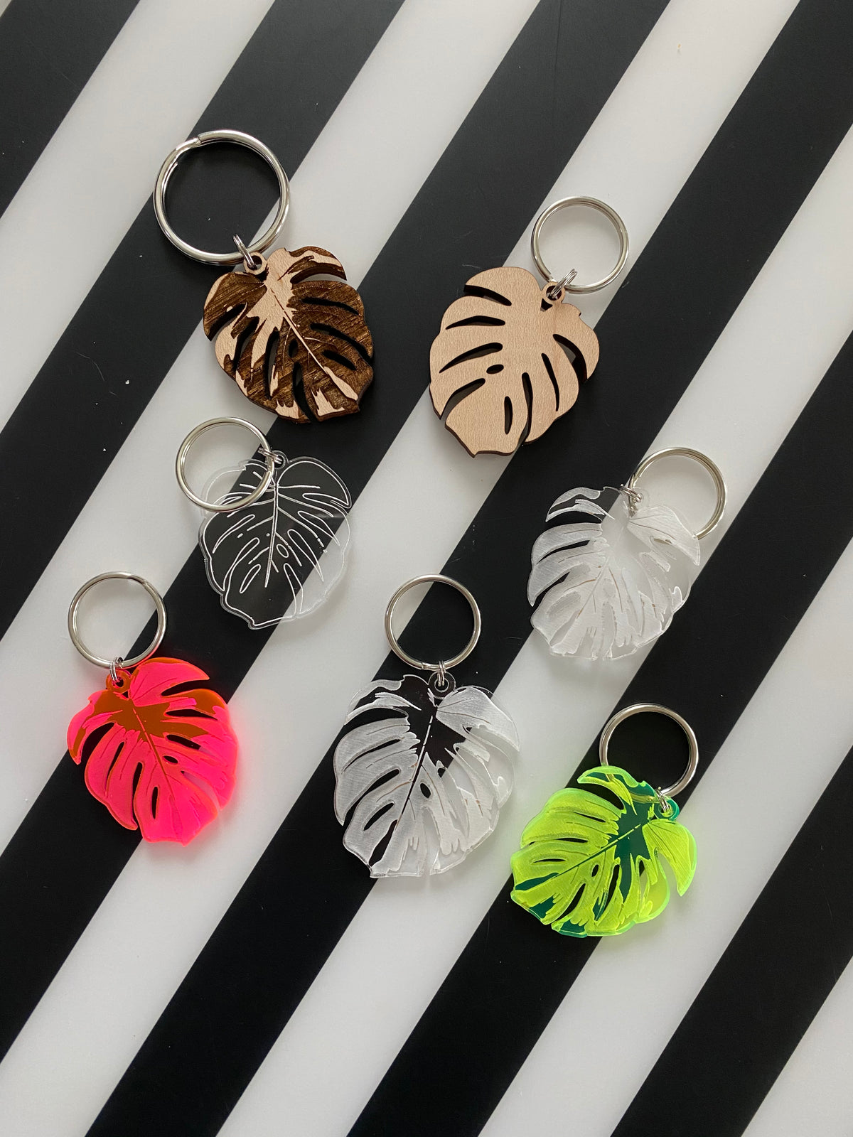 Original Variegated Monstera Keychain - laser-cut acrylic keychain, hand-finished by Soul Kid Dsgn, view 5