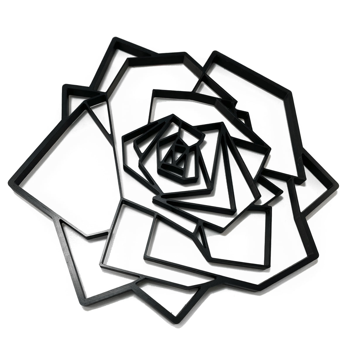 Original Geo Rose Relief - layered 3D-printed wall art piece, hand-finished by Soul Kid Dsgn