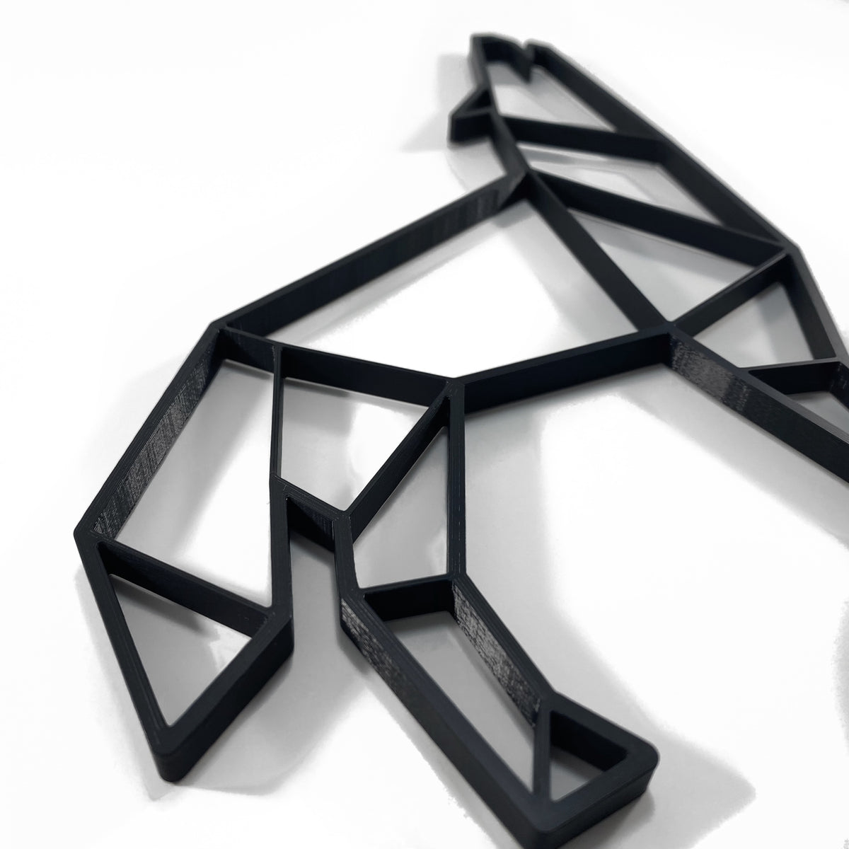 Original Geo Howling Wolf Relief - layered 3D-printed wall art piece, hand-finished by Soul Kid Dsgn, view 3