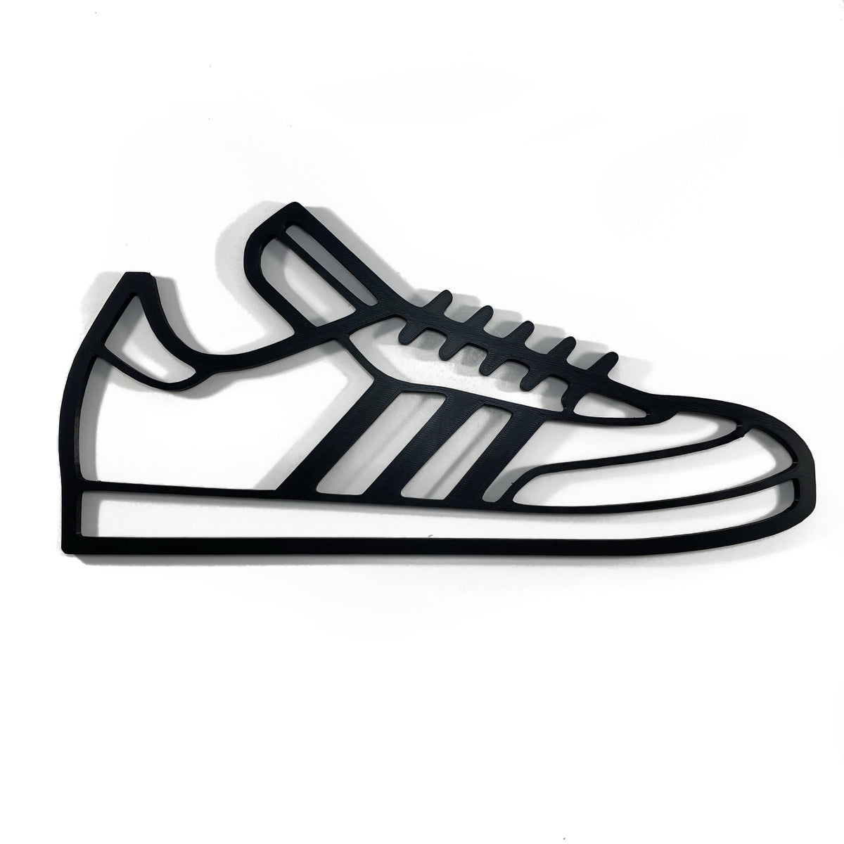 Original Suede Three-Stripe Relief - layered 3D-printed wall art piece, hand-finished by Soul Kid Dsgn