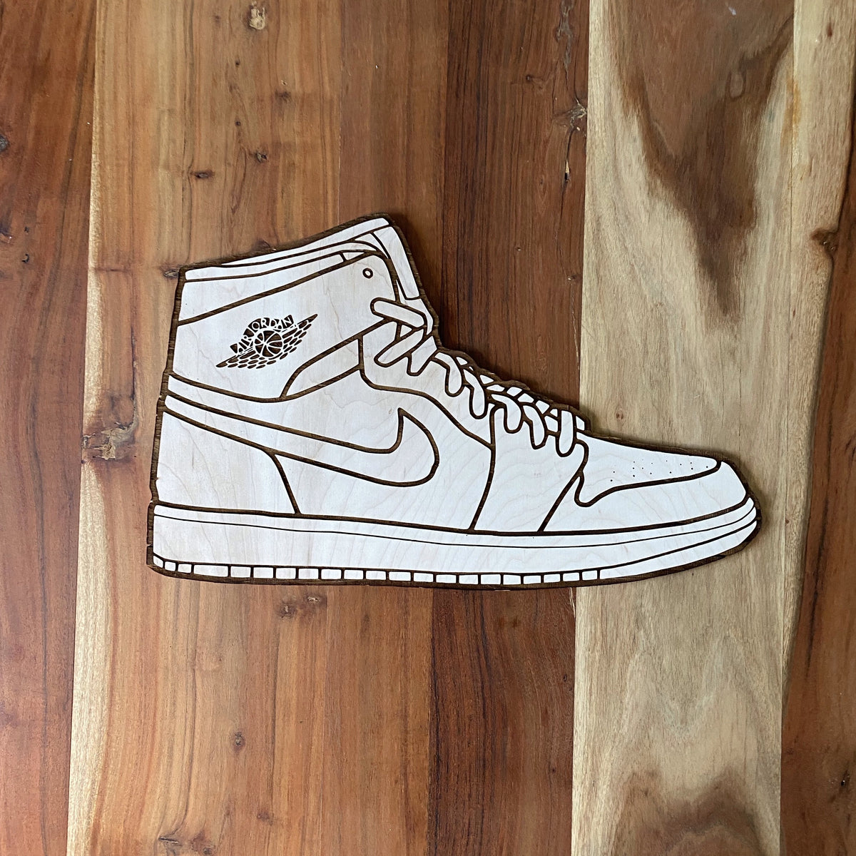 Original Court Classic Hi Engraved Relief - laser-cut hardwood wall art, hand-finished by Soul Kid Dsgn, view 2