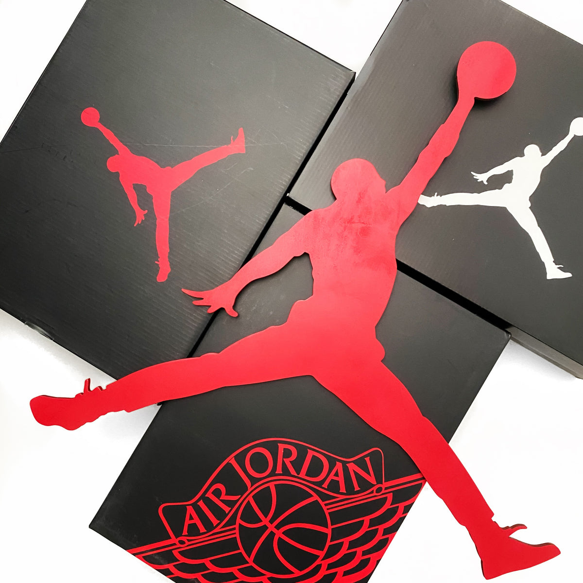 Original Soaring Athlete Wall Relief - laser-cut hardwood wall art, hand-finished by Soul Kid Dsgn