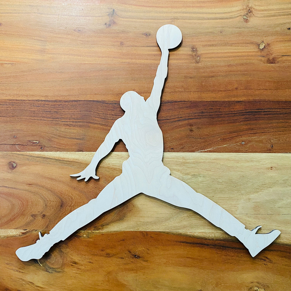 Original Soaring Athlete Wall Relief - laser-cut hardwood wall art, hand-finished by Soul Kid Dsgn, view 3