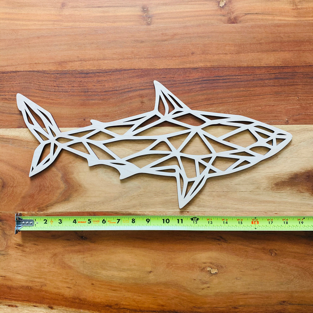 Original Geo Shark No. 3 XL Relief - laser-cut hardwood wall art, hand-finished by Soul Kid Dsgn, view 2