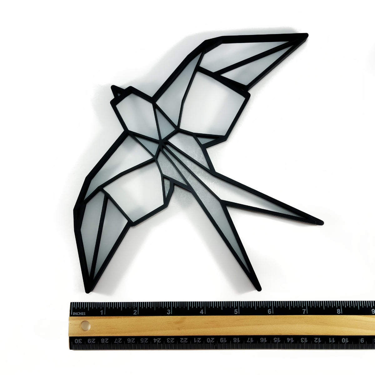 Original Geo Swallow Relief - layered 3D-printed wall art piece, hand-finished by Soul Kid Dsgn, view 3