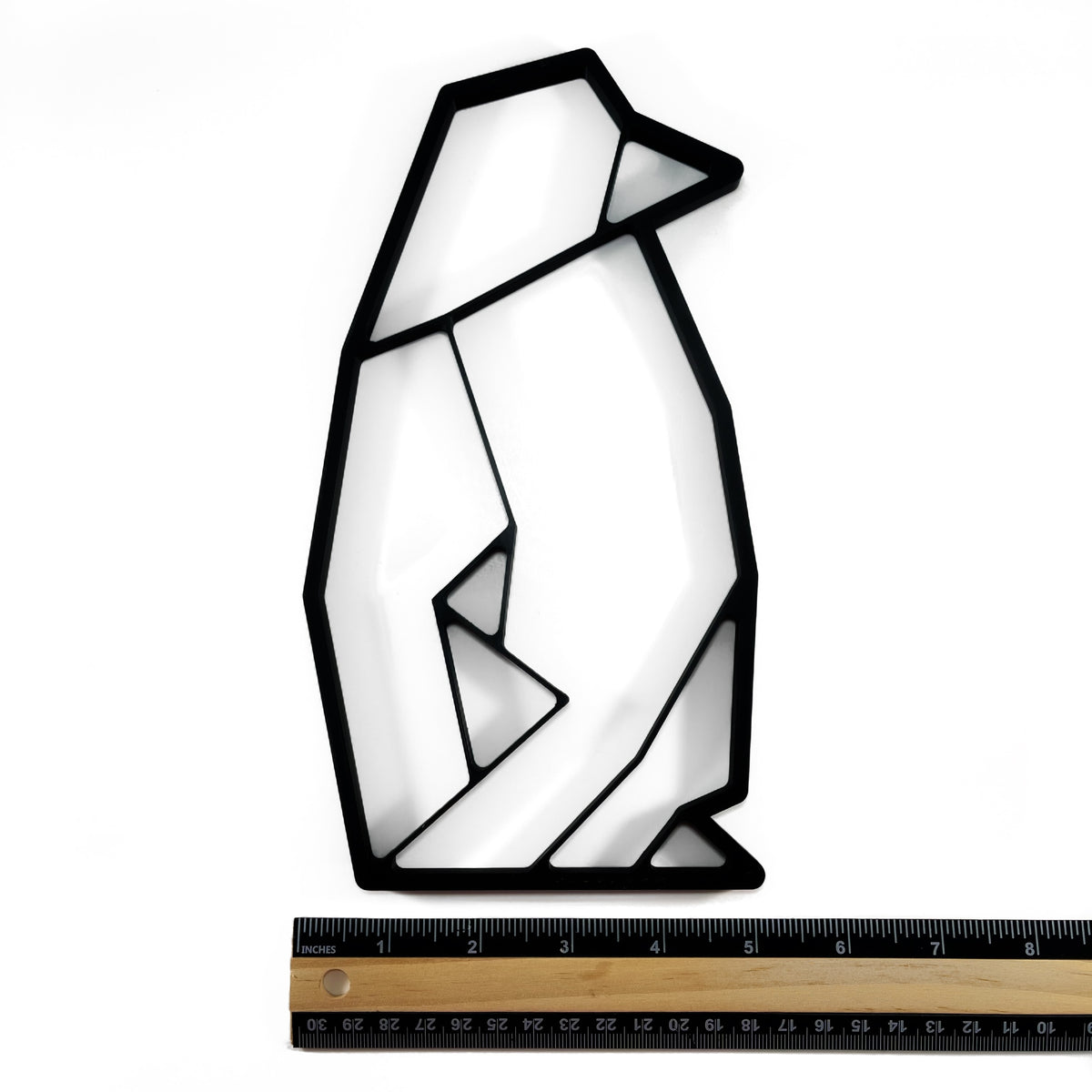 Original Geo Penguin Relief - layered 3D-printed wall art piece, hand-finished by Soul Kid Dsgn, view 3